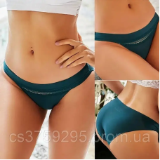 Трусики безшовні з мереживною вставкою смарагдові
