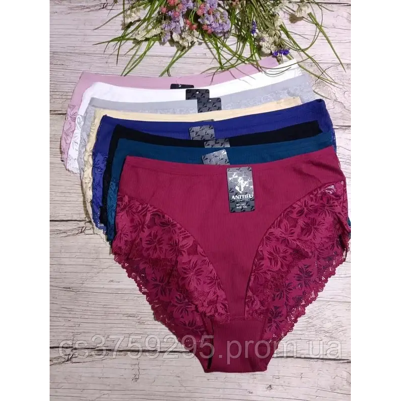 Трусики великі розміри ,  високі з бавовни з мереживом