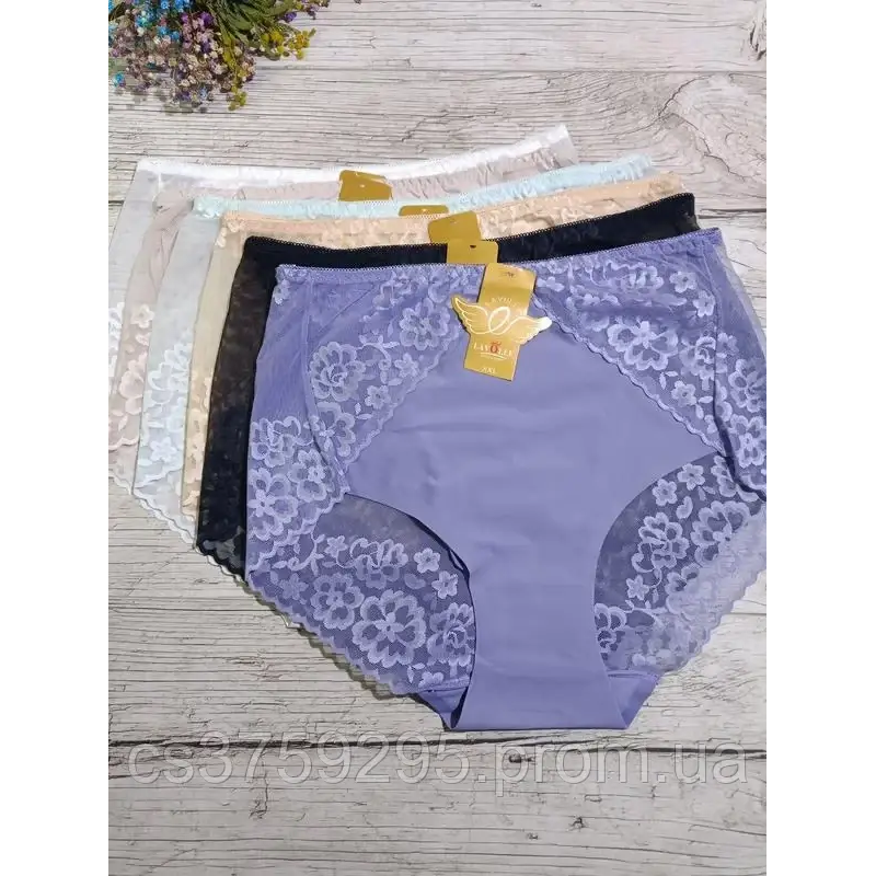 Трусики високі з мікрофібри з мереживом 3XL