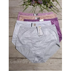 Трусики високі корректуючі з бавовни з щільним мереживом спереді