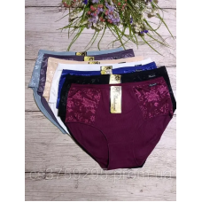 Трусики з бавовни з мереживом завищені з широким боком