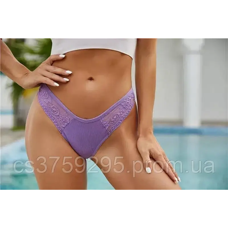 Стринги з бавовни з мереживом