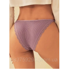 Трусики з бавовни з мереживом на тонкому поясі