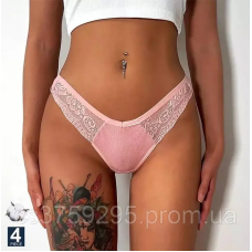 Стринги з бавовни з мереживом