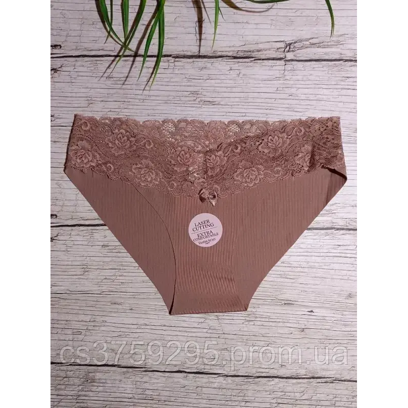 Трусики безшовні з мереживом на поясі