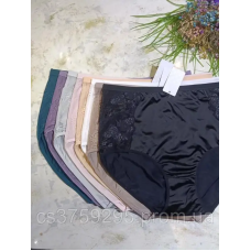 Трусики високі  з мереживом з атлас стрейч  