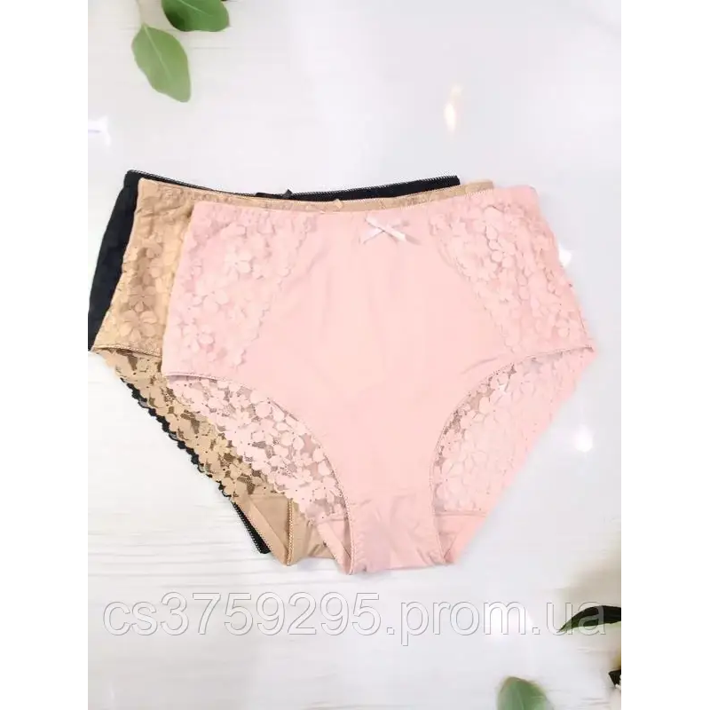 Трусики високі з мікрофібри з мереживом 