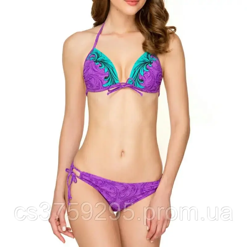 Купальник фіолетовий з бірюзою на зав“язках
