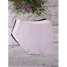 Трусики безшовні високі шовковисті з вставкою мережива спереді 3XL, Чорний