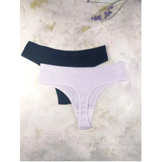 Стринги з бавовни в мілкий рубчик 