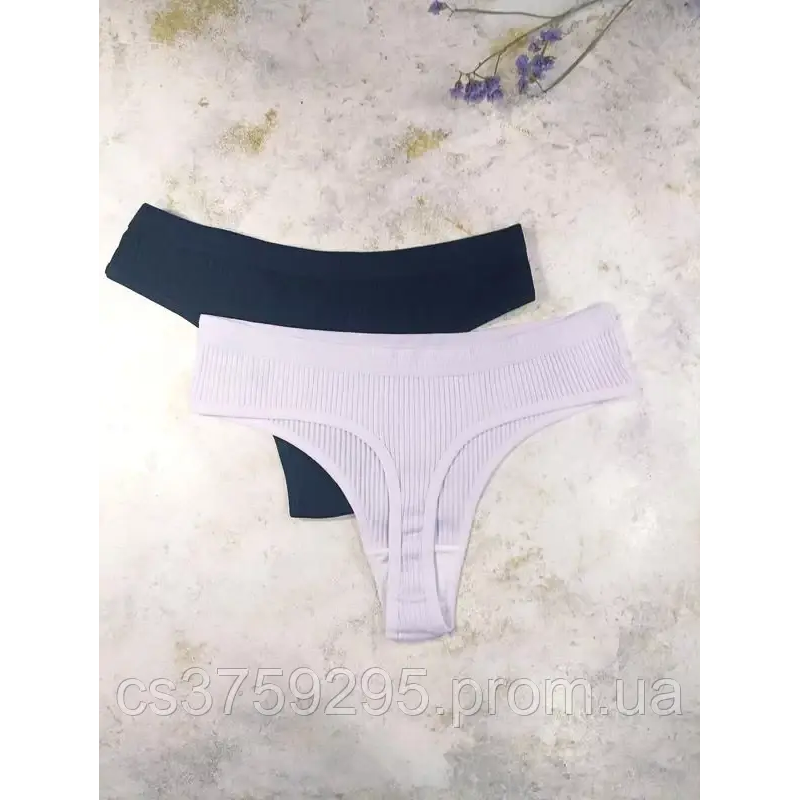 Стринги з бавовни в мілкий рубчик 